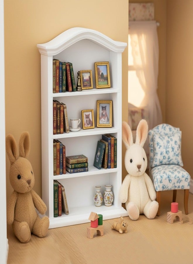 KH866 Miniature Book Shelf 1:12 Mini Bookshelf Dollhouse Furniture Accessories White Wooden Bookcase for Doll House, Books Storage Shelves, Classic Display Decoration Accessories, Cute Small Items - Image 2